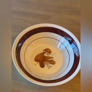 Vintage Hand-Painted Mushroom Pattern 9-3/8" Serving Bowl